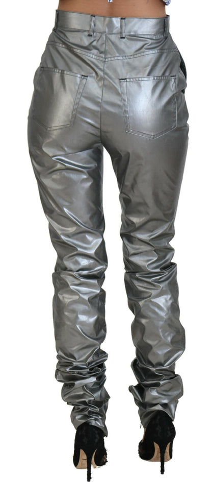  - Elegant High Waist Skinny Pants in Silver