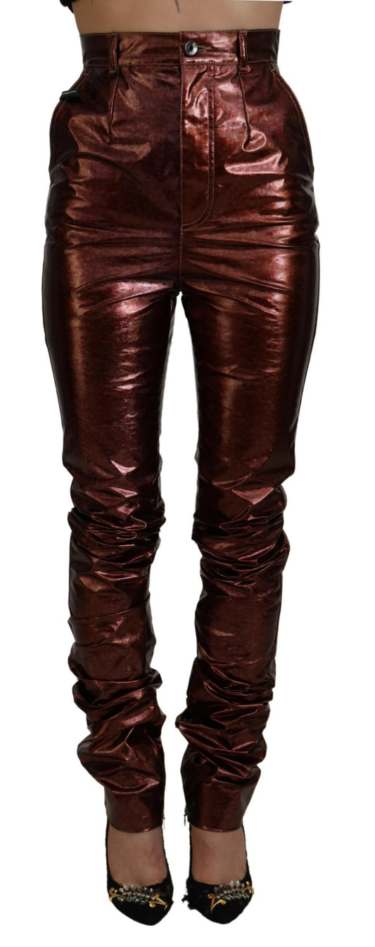  - High Waist Skinny Jeans in Metallic Bronze