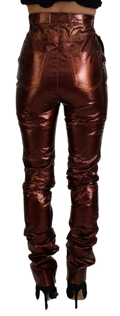  - High Waist Skinny Jeans in Metallic Bronze