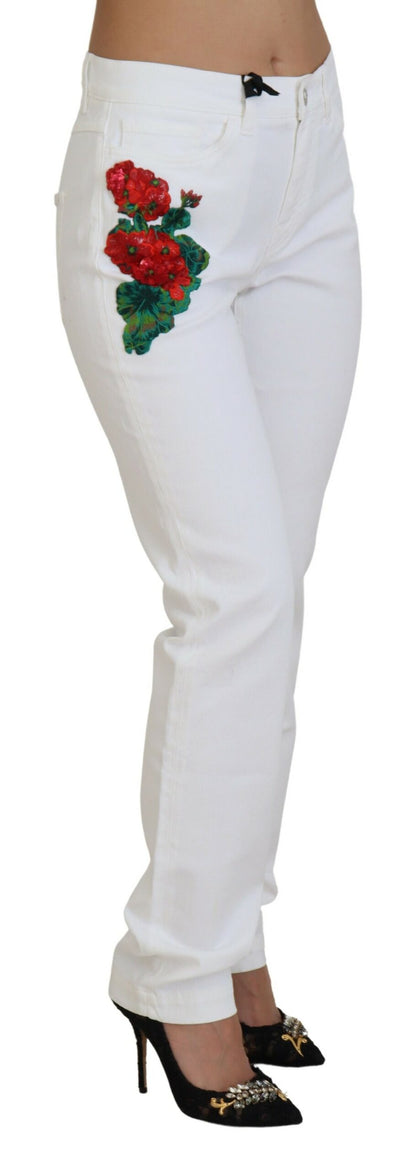  - Elegant White Mid Waist Skinny Jeans