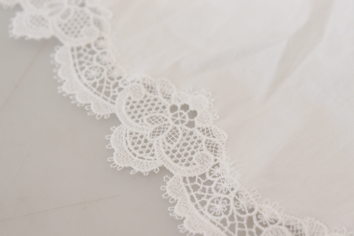  - Elegant White Lace Trim Cotton Blouse