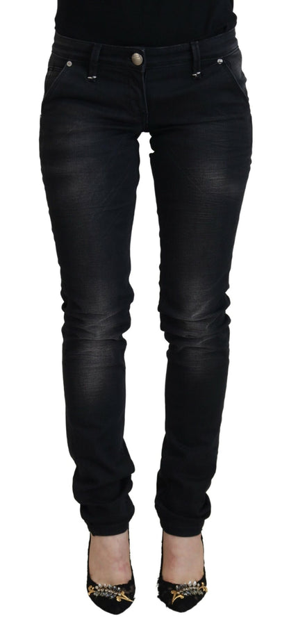  - Sleek Black Washed Low Waist Skinny Jeans