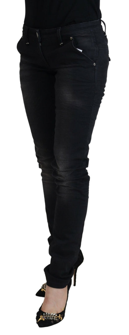  - Sleek Black Washed Low Waist Skinny Jeans