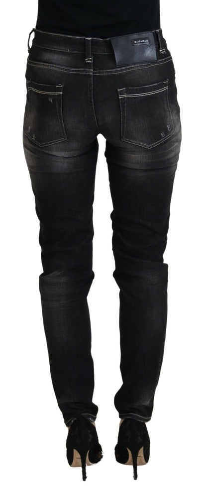  - Elegant Tapered Mid Waist Black Jeans