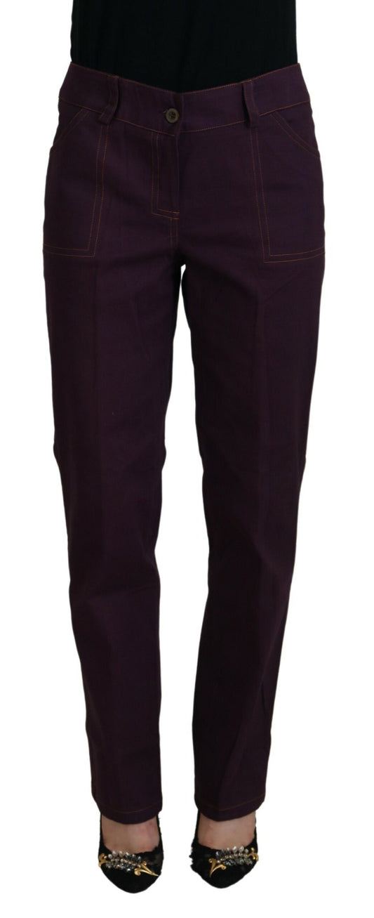  - Elegant Tapered Purple Cotton Pants