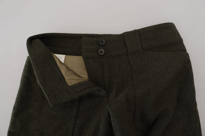  - Elegant Tapered Green Wool-Blend Pants