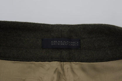  - Elegant Tapered Green Wool-Blend Pants