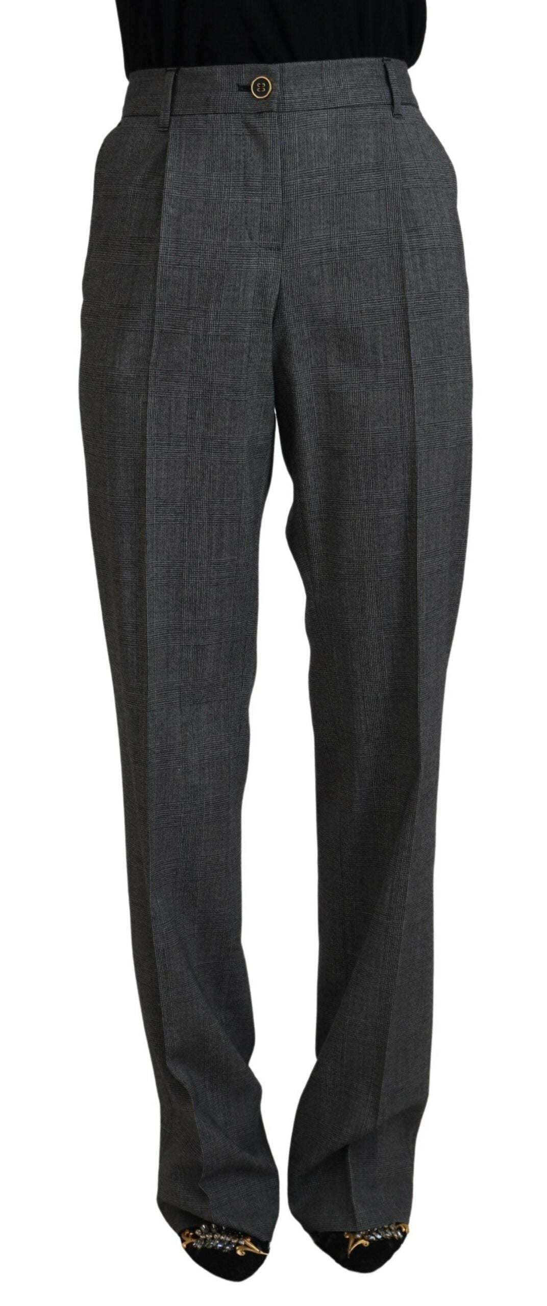  - High-Waist Plaid Virgin Wool Pants