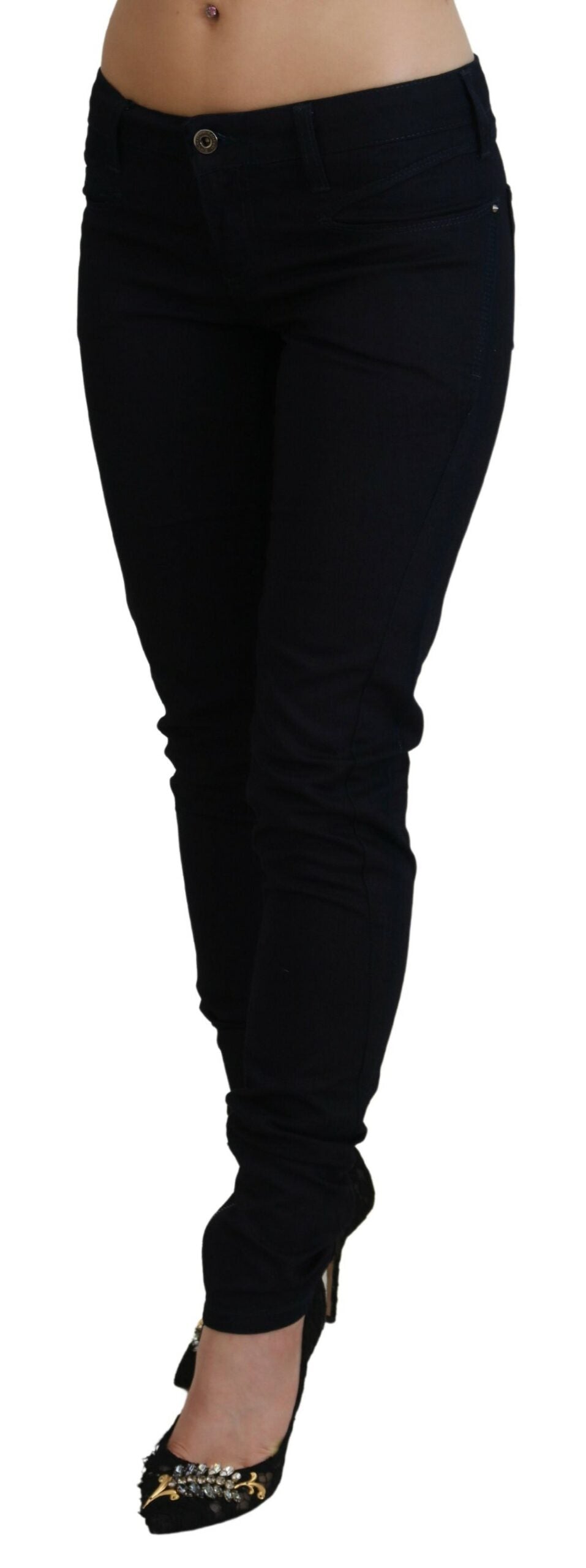  - Chic Black Low Waist Denim Skinny Jeans
