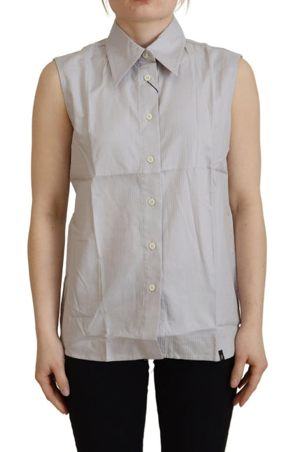  - Elegant Sleeveless Cotton Polo Top