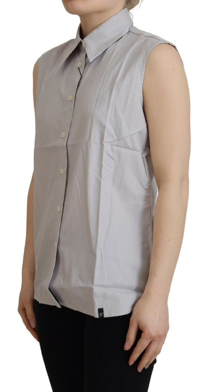  - Elegant Sleeveless Cotton Polo Top