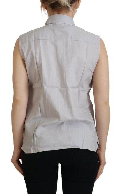  - Elegant Sleeveless Cotton Polo Top