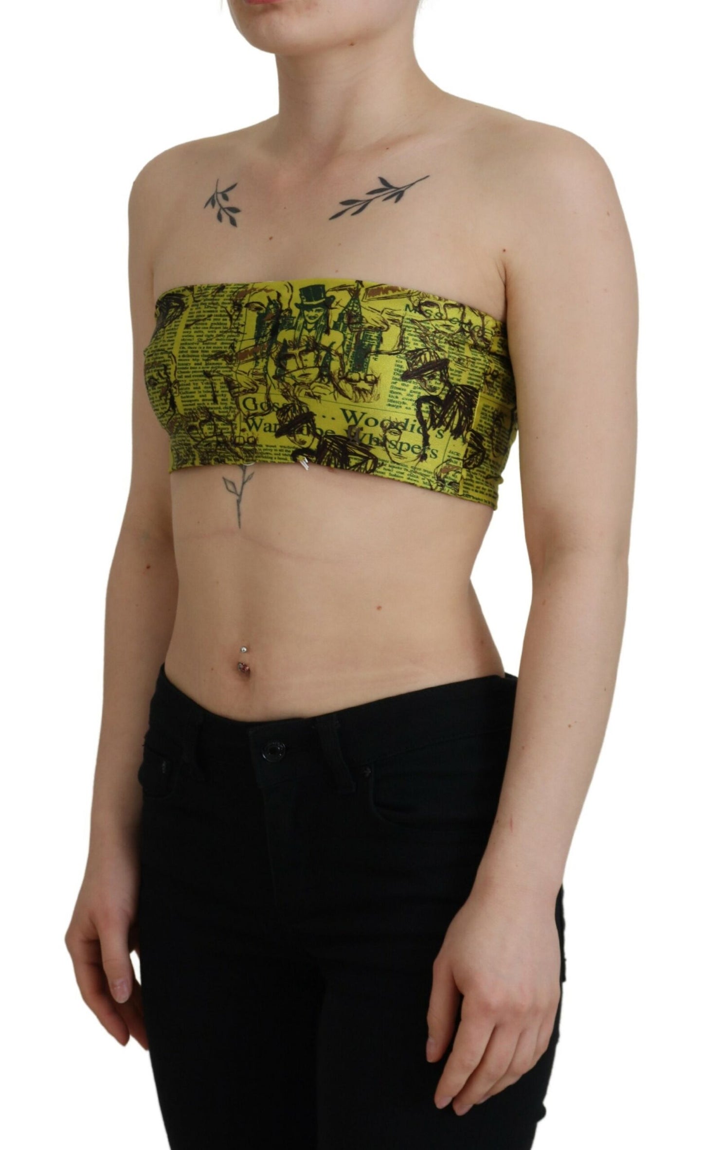  - Chic Yellow Graphic Cropped Top