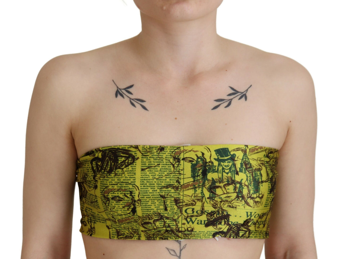  - Chic Yellow Graphic Cropped Top