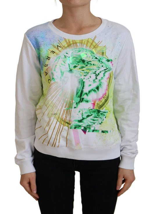  - Elegant White Graphic Crew Neck Sweater