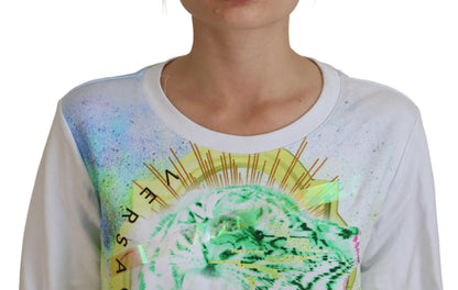  - Elegant White Graphic Crew Neck Sweater