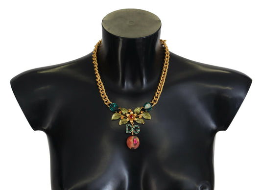 Elegant Gold-Tone Floral Fruit Necklace - The Luxe Alliance