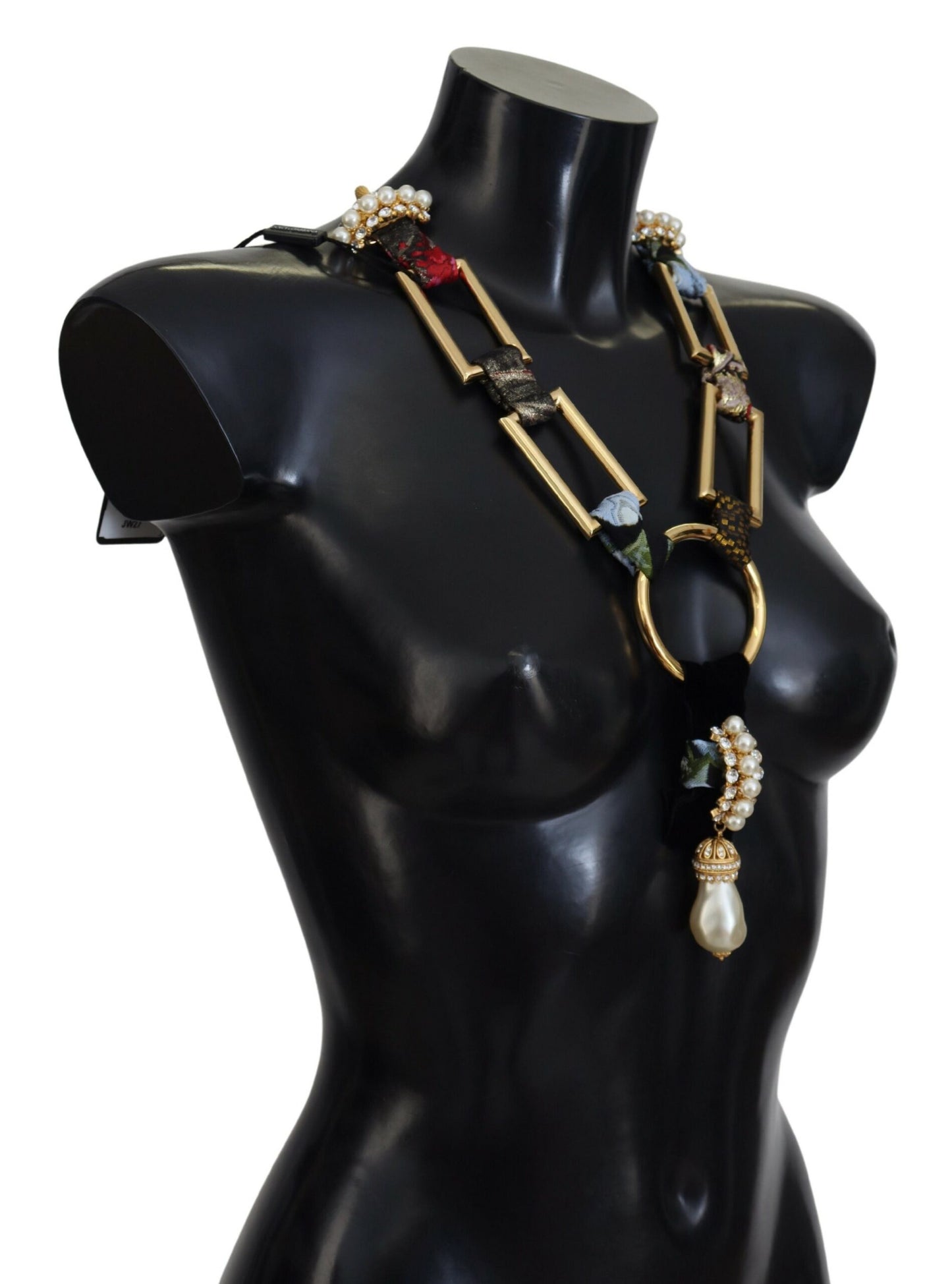  - Elegant Gold Brass Pearl Statement Necklace