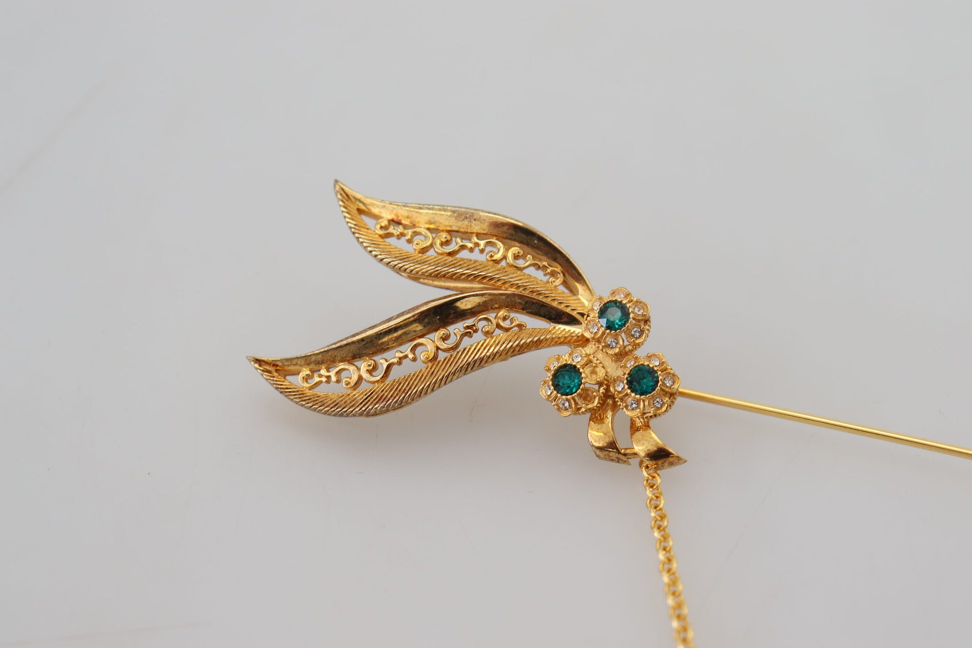 Elegant Gold-Toned Silver Brooch Pin