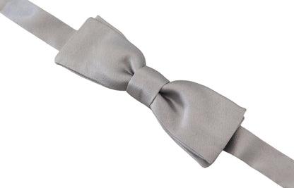  - Elegant Gray Silk Bow Tie