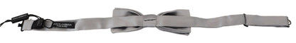  - Elegant Gray Silk Bow Tie