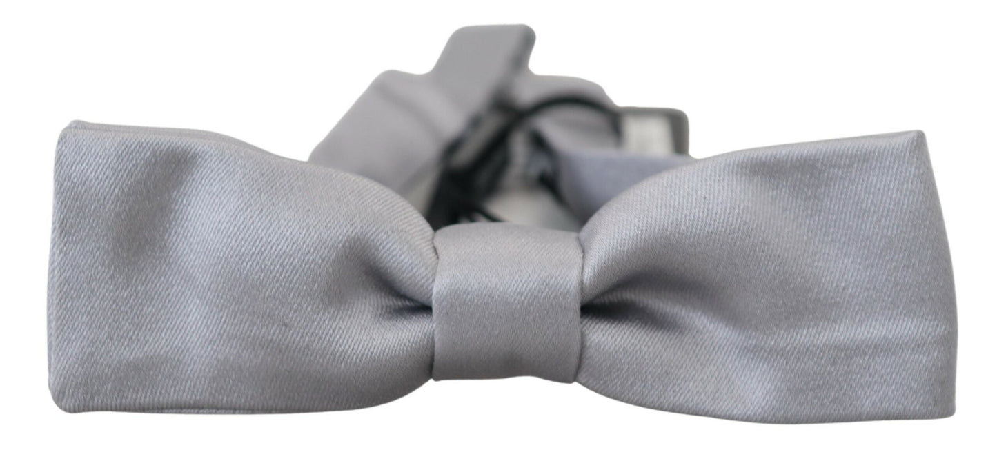  - Elegant Gray Silk Bow Tie