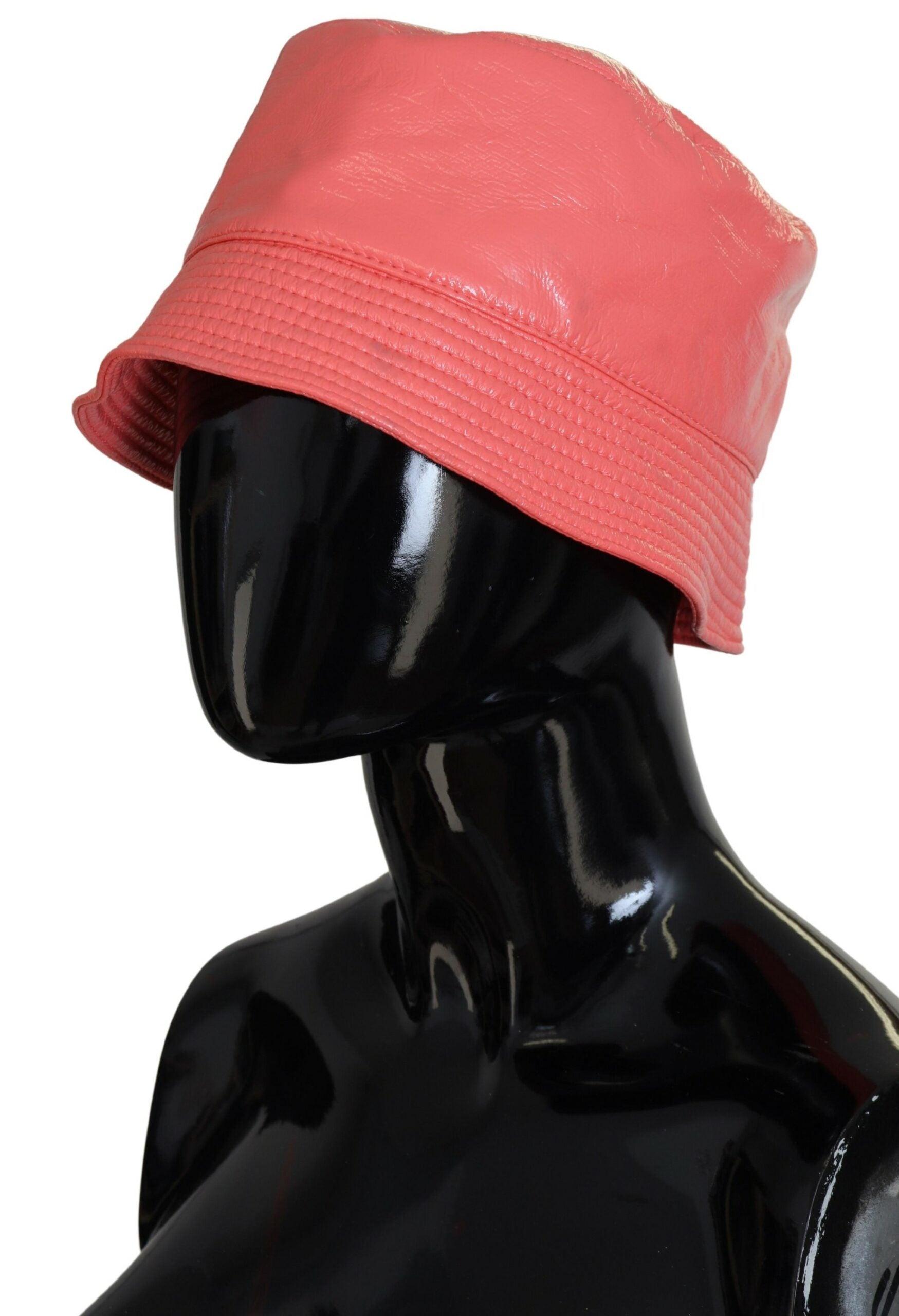 Dolce & Gabbana Peach Quilted Faux Leather Bucket Cap Hat for Women