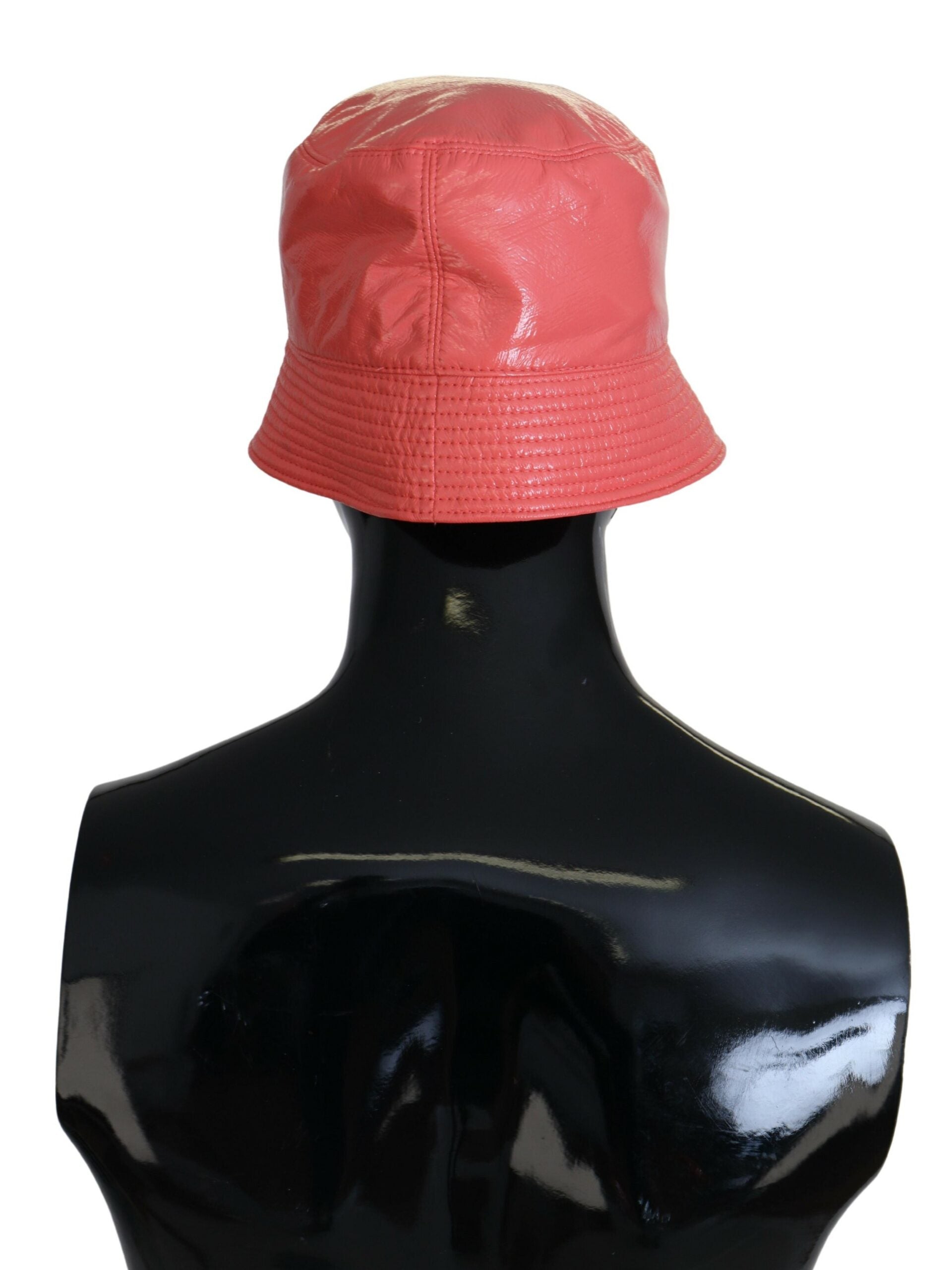 Dolce & Gabbana Peach Quilted Faux Leather Bucket Cap Hat for Women