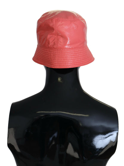 Dolce & Gabbana Peach Quilted Faux Leather Bucket Cap Hat for Women