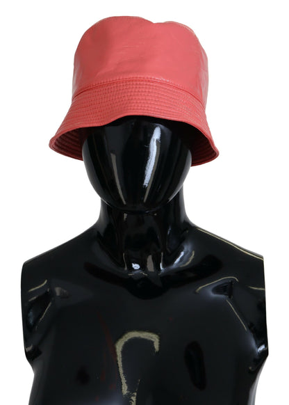 Dolce & Gabbana Peach Quilted Faux Leather Bucket Cap Hat for Women
