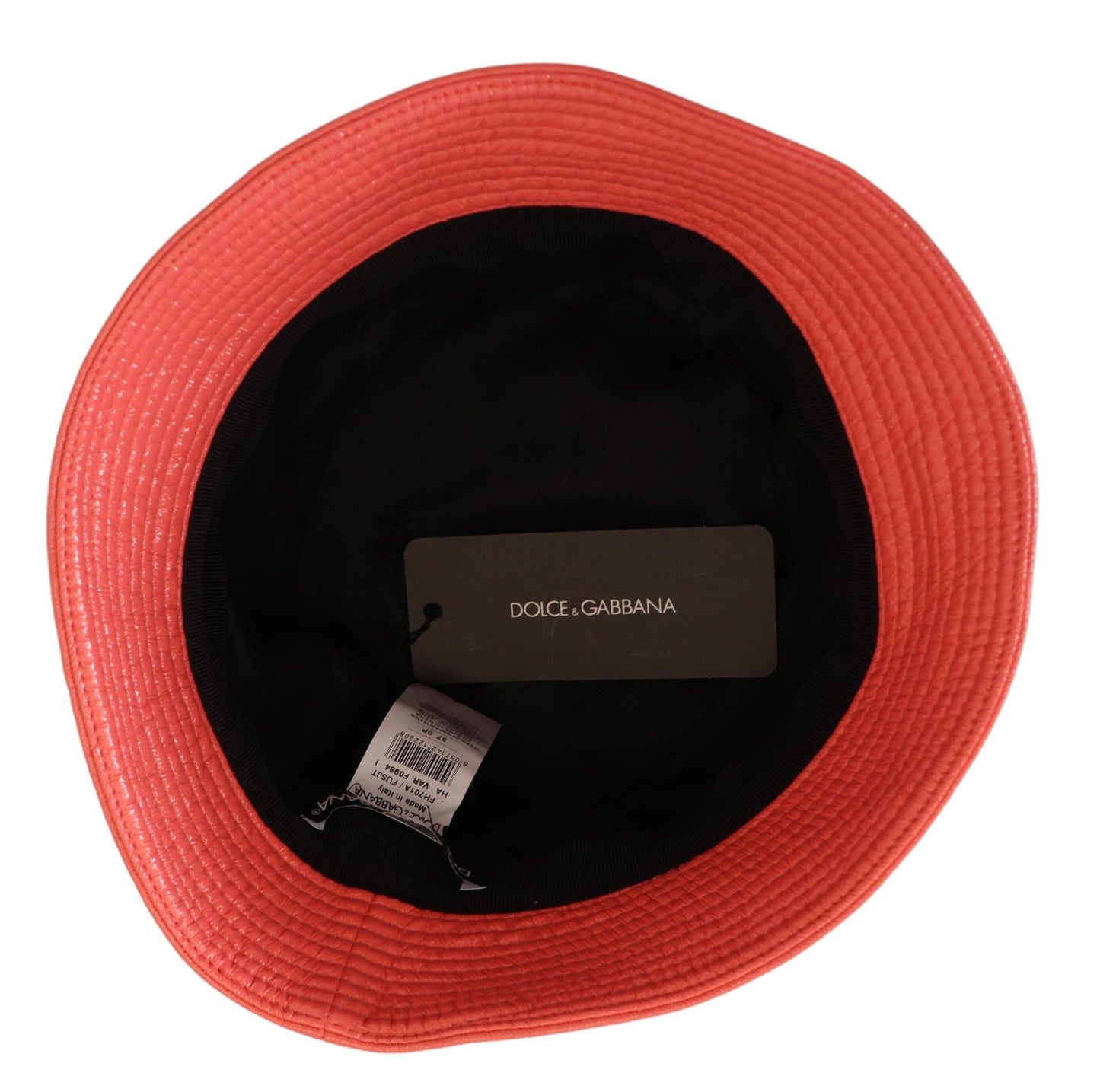 Dolce & Gabbana Peach Quilted Faux Leather Bucket Cap Hat for Women