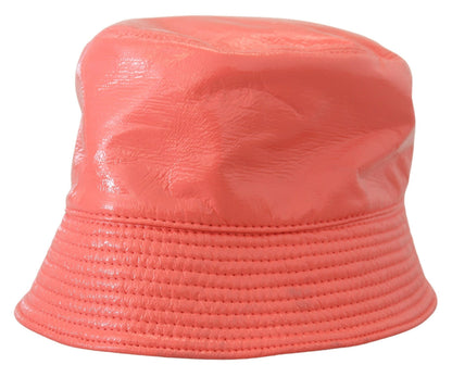 Dolce & Gabbana Peach Quilted Faux Leather Bucket Cap Hat for Women