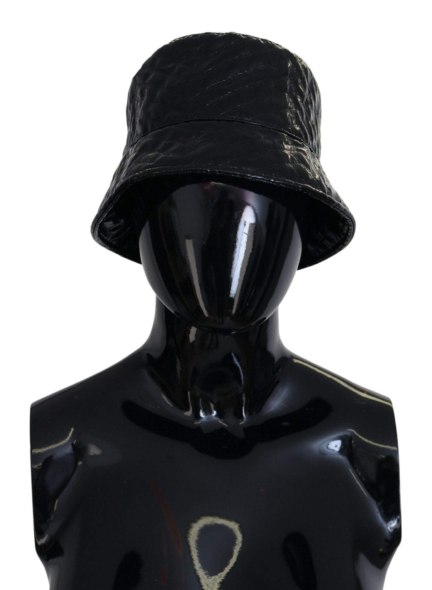 Dolce & Gabbana Black Quilted Faux Leather Bucket Cap Hat