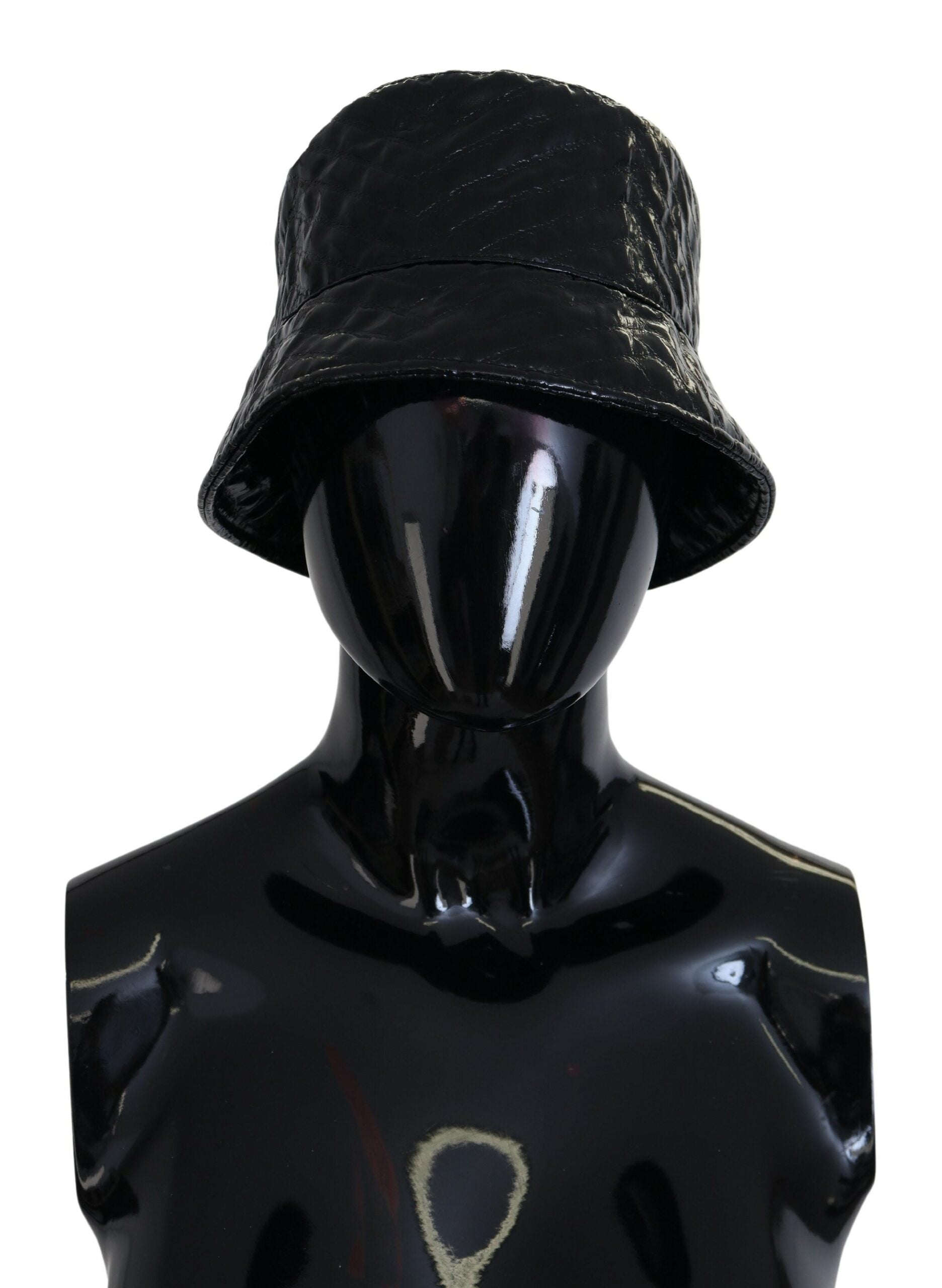 Dolce & Gabbana Black Quilted Faux Leather Bucket Cap Hat
