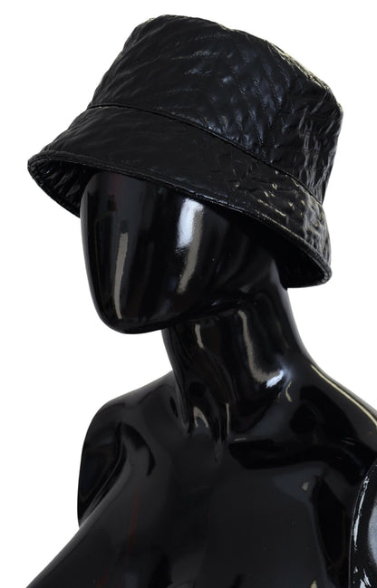 Dolce & Gabbana Black Quilted Faux Leather Bucket Cap Hat