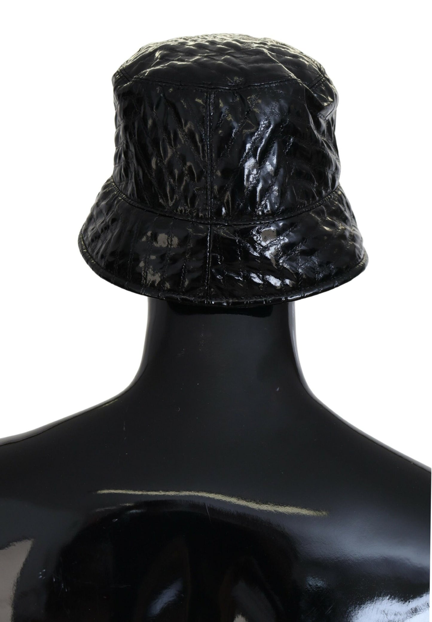 Dolce & Gabbana Black Quilted Faux Leather Bucket Cap Hat