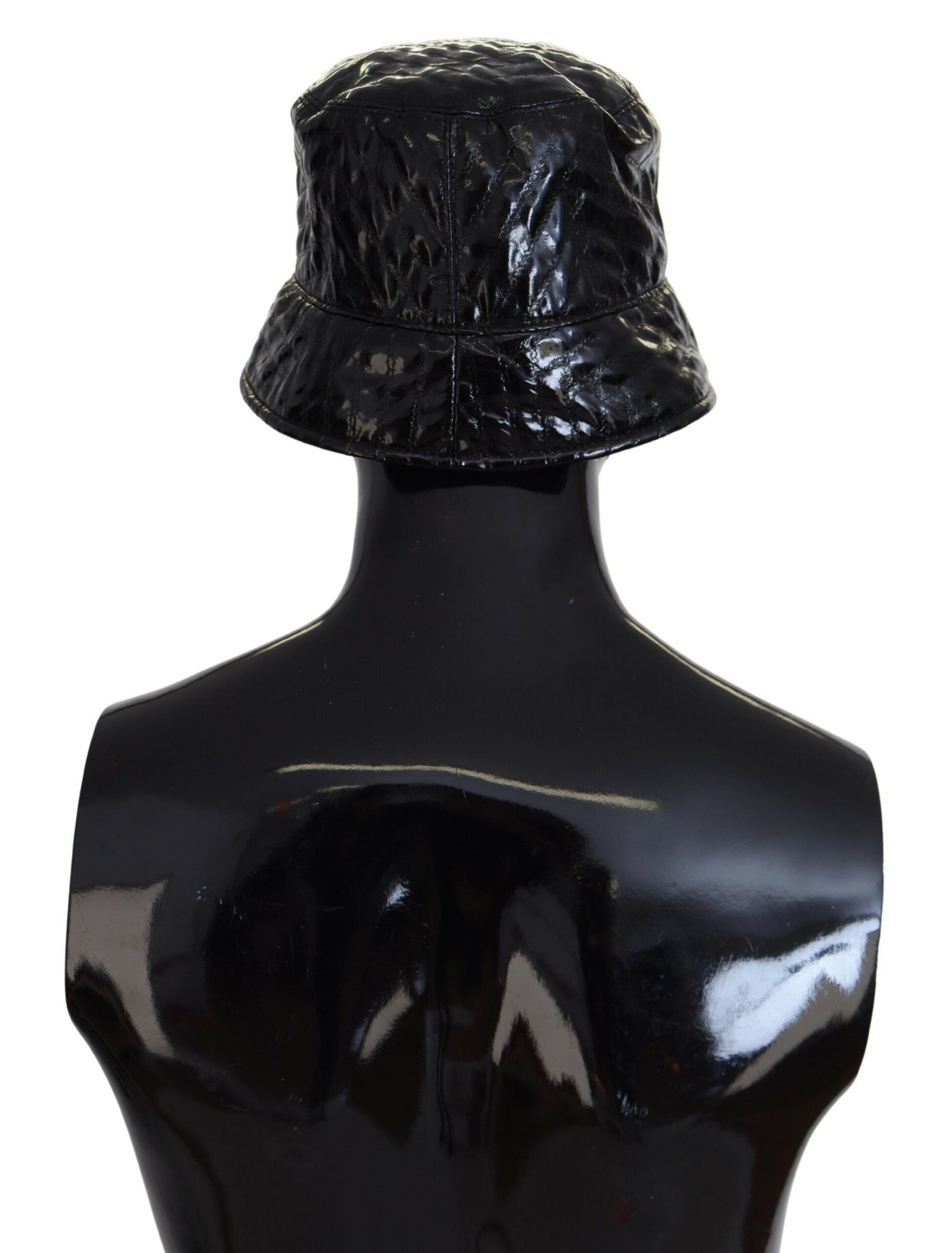 Dolce & Gabbana Black Quilted Faux Leather Bucket Cap Hat