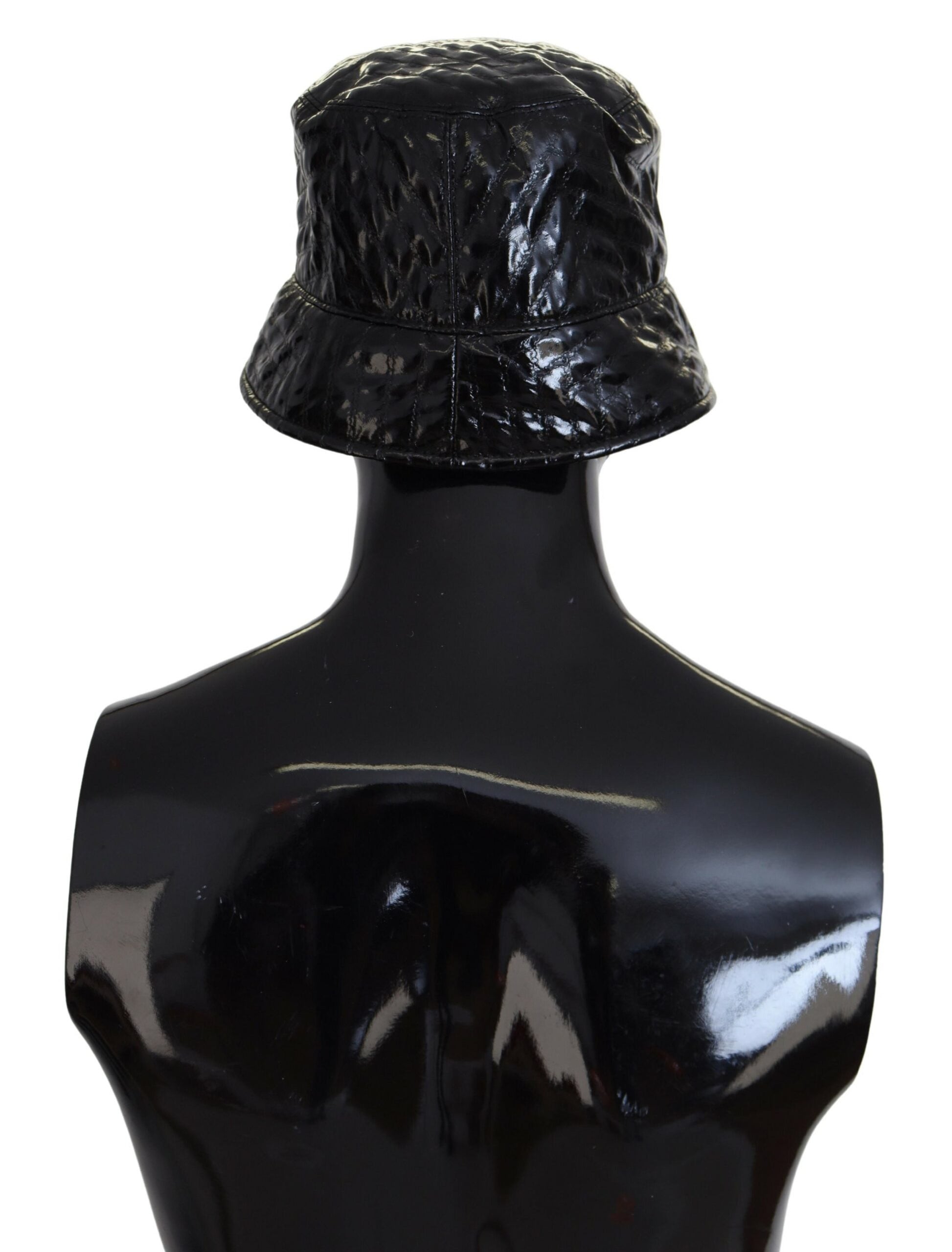 Dolce & Gabbana Black Quilted Faux Leather Bucket Cap Hat