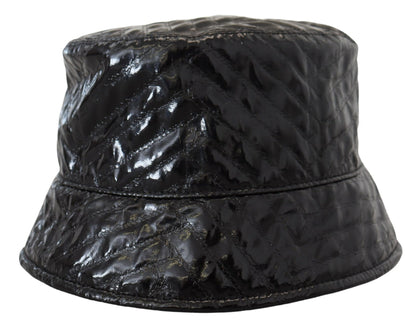 Dolce & Gabbana Black Quilted Faux Leather Bucket Cap Hat