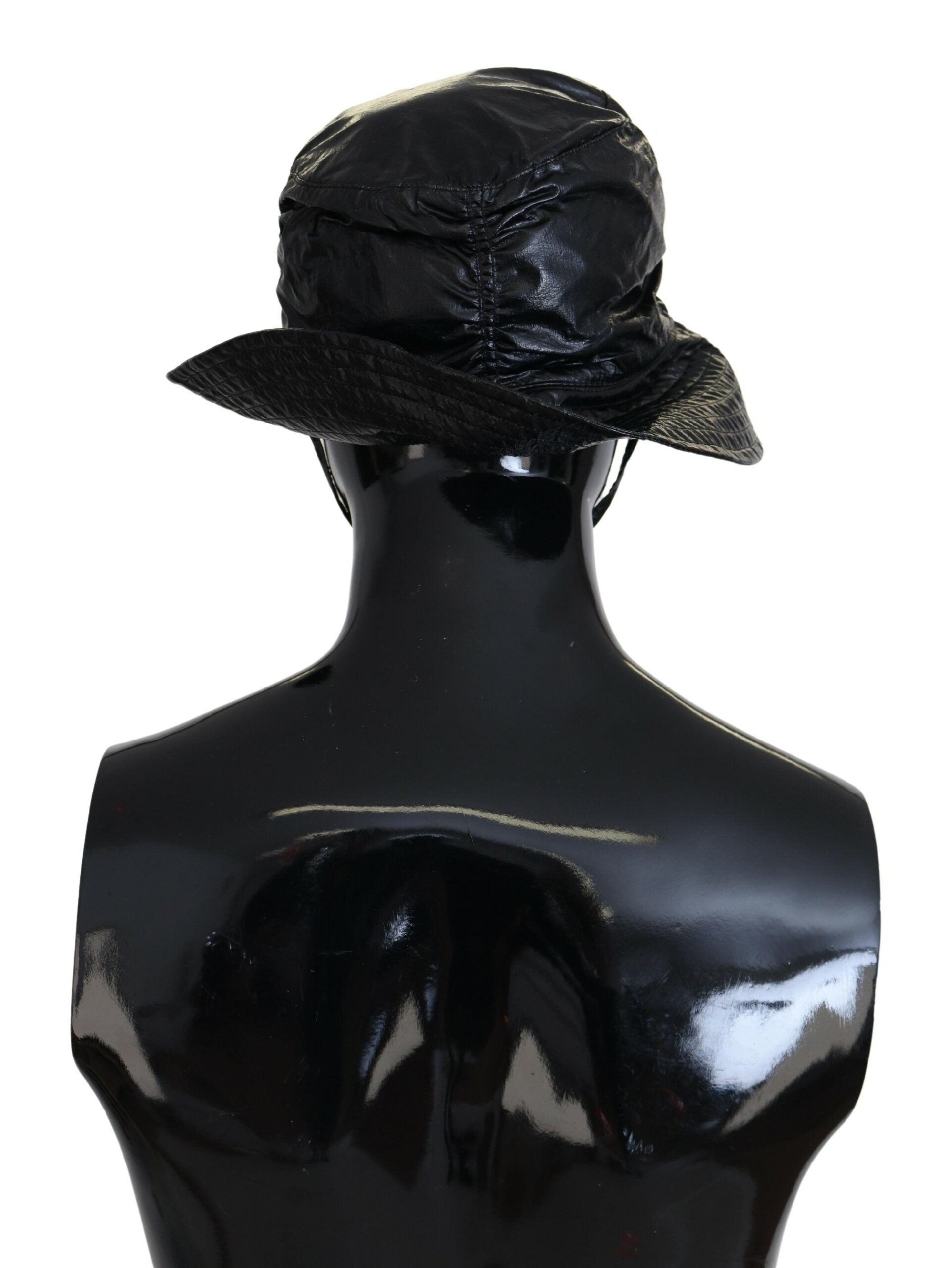 Dolce & Gabbana Black Quilted Faux Leather Bucket Cap Hat