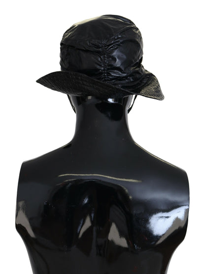 Dolce & Gabbana Black Quilted Faux Leather Bucket Cap Hat