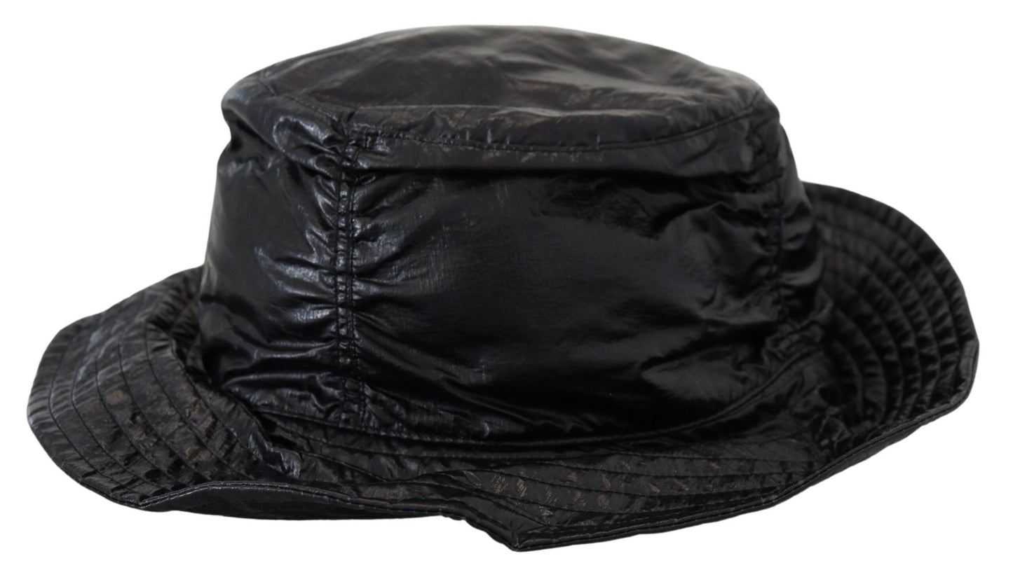 Dolce & Gabbana Black Quilted Faux Leather Bucket Cap Hat