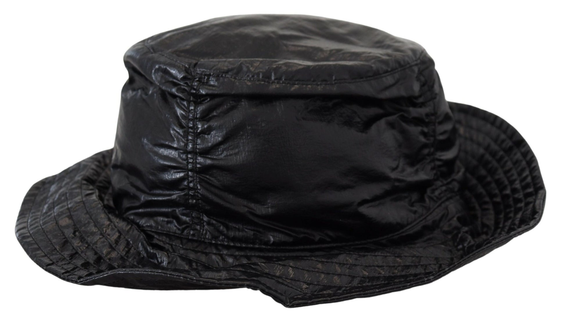 Dolce & Gabbana Black Quilted Faux Leather Bucket Cap Hat