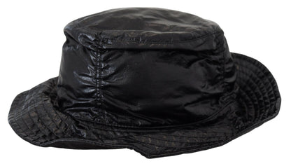 Dolce & Gabbana Black Quilted Faux Leather Bucket Cap Hat