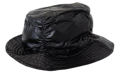 Dolce & Gabbana Black Quilted Faux Leather Bucket Cap Hat