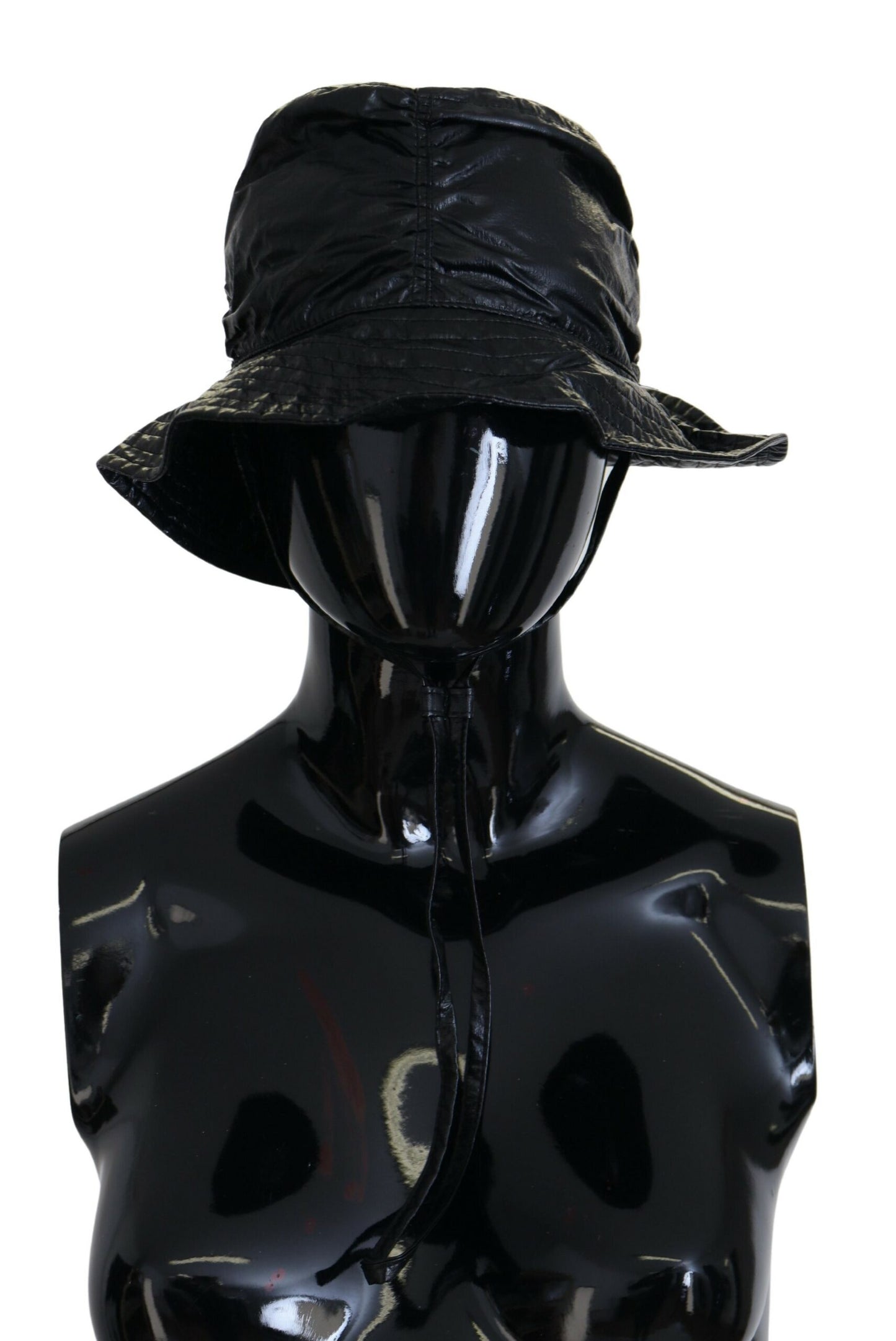 Dolce & Gabbana Black Quilted Faux Leather Bucket Cap Hat