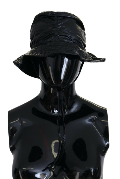 Dolce & Gabbana Black Quilted Faux Leather Bucket Cap Hat