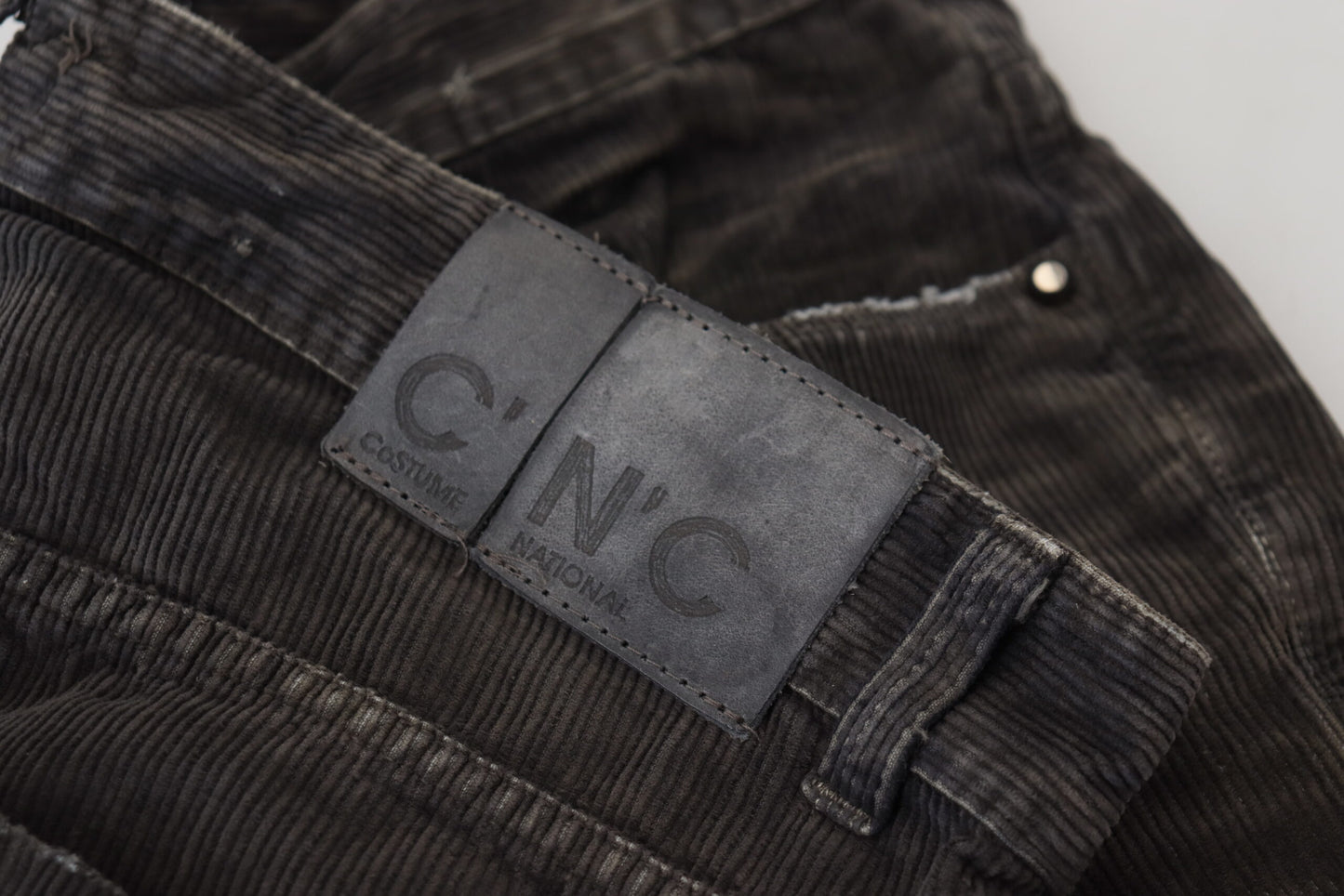  - Stylish Gray Corduroy Denim Jeans