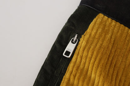  - Elegant Black Tapered Trousers with Yellow Accent