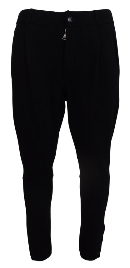  - Elegant Black Tapered Wool Trousers